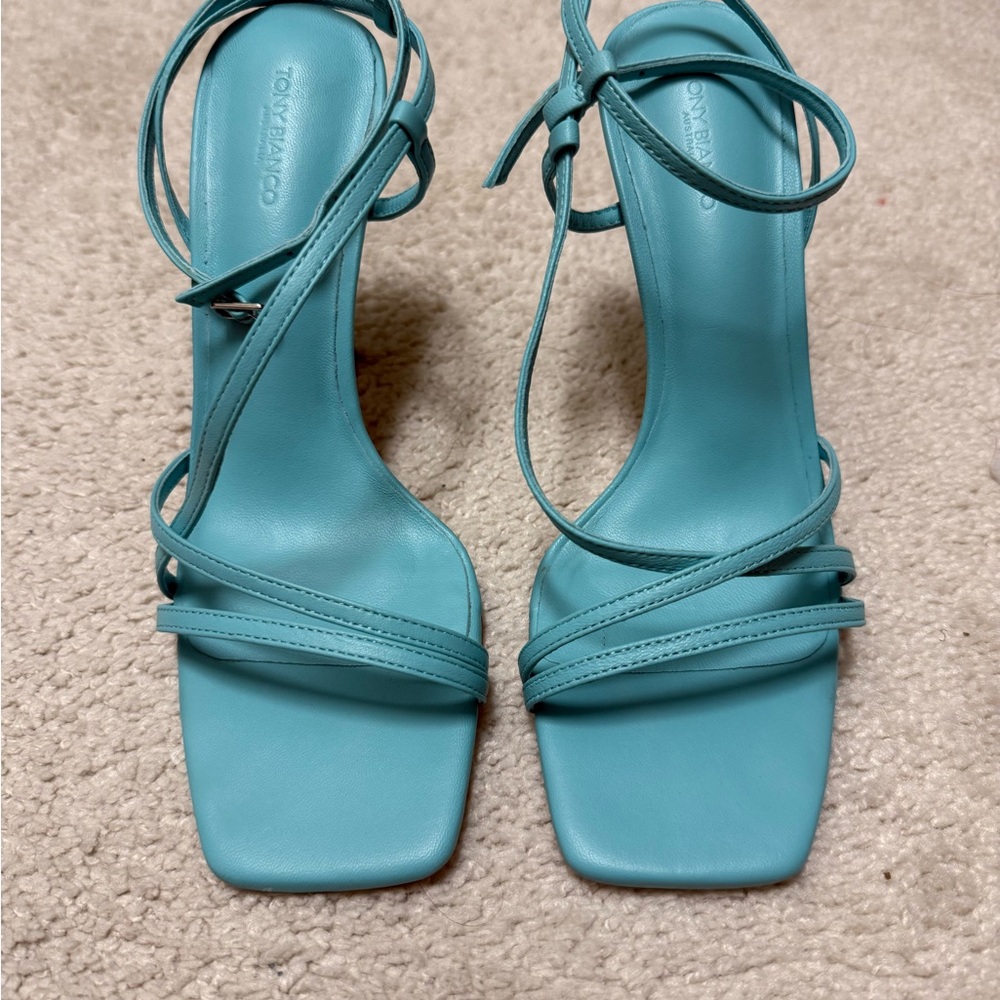 Tony Bianco Teal Strappy Heels